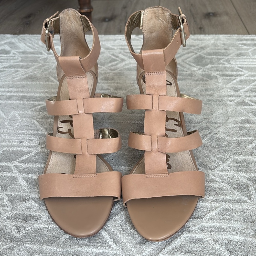Sam Edelman Sabrina Wedge Sandals in light tan color